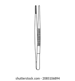 Outline medical tweezers on the white background. Vector isolated illustration of professional and cosmetic tweezers.