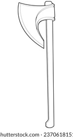 Outline Medieval Axe Vector Weapon. Vector Hand Drawn Illustration Isolated On white Background.
