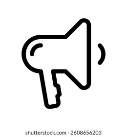 Outline megaphone icon symbolizing announcement, alert, amplification, or promotion