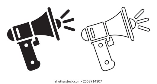 Outline of a Megaphone Icon Vector on a Plain White Background