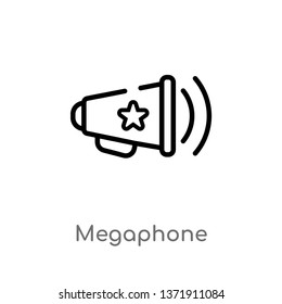 outline megaphone vector icon. isolated black simple line element illustration from american football concept. editable vector stroke megaphone icon on white background