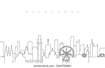 Outline Melbourne skyline. Trendy template with Melbourne buildings and landmarks in line style. Stock vector design. 