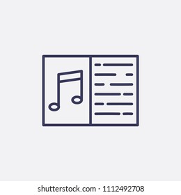 Outline melodey notebook icon illustration,vector education sign symbol
