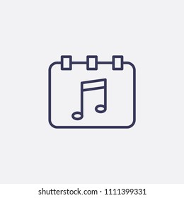 Outline melody in calendar icon illustration,vector music sign symbol
