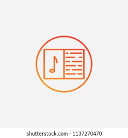 Outline melody notebook icon illustration,vector music sign symbol