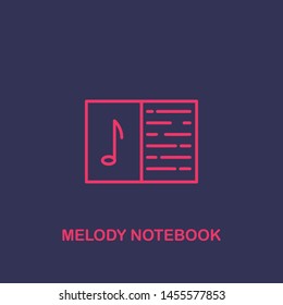 Outline melody notebook icon.melody notebook vector illustration. Symbol for web and mobile