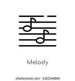 outline melody vector icon. isolated black simple line element illustration from music concept. editable vector stroke melody icon on white background