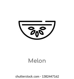 outline melon vector icon. isolated black simple line element illustration from fruits concept. editable vector stroke melon icon on white background