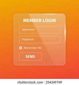 Outline Member Login Box On Gradient Orange Background. Transparent Style.