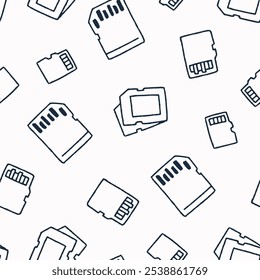 Outline Memory Card Vector Seamless Pattern illustration for Print, Wallpaper, Decoration.