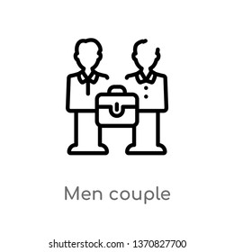 outline men couple vector icon. isolated black simple line element illustration from business concept. editable vector stroke men couple icon on white background