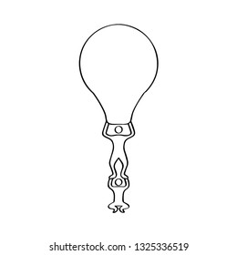 Outline of a men lifting a lightbulb. Teamwork concept. Vector illustration design