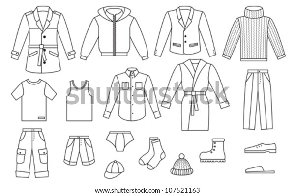 Outline Mens Clothing Collection Stock Vector (Royalty Free) 107521163