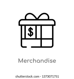 outline merchandise vector icon. isolated black simple line element illustration from e-commerce and payment concept. editable vector stroke merchandise icon on white background