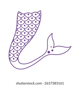 Outline Mermaid Tail with Dotted Scales Vector