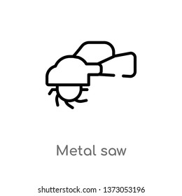 outline metal saw vector icon. isolated black simple line element illustration from construction and tools concept. editable vector stroke metal saw icon on white background