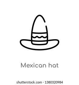 outline mexican hat vector icon. isolated black simple line element illustration from desert concept. editable vector stroke mexican hat icon on white background