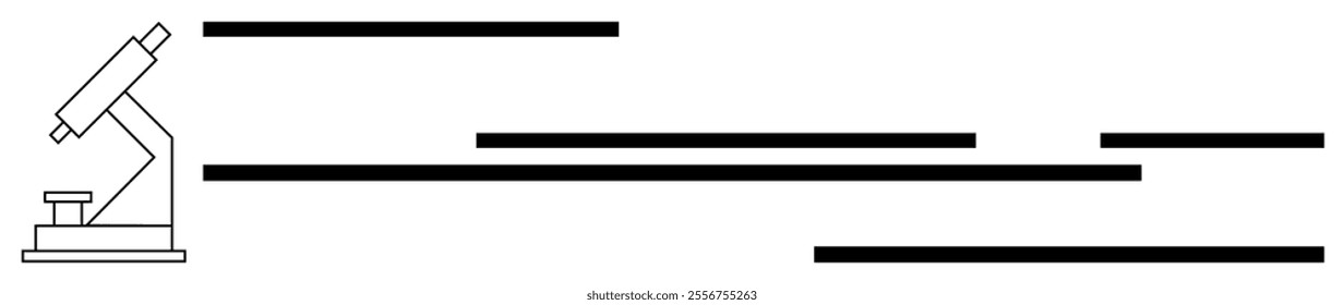 An outline of a microscope is displayed on the left side with horizontal lines extending to the right. Ideal for educational, scientific, minimalist design, biology presentations, and research