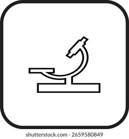 Esquema del icono del microscopio que representa la investigación científica, el trabajo de laboratorio y la innovación. Ideal para App en ciencias, paneles de biotecnología, infografías educativas y presentaciones de investigación.