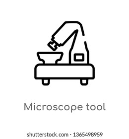 outline microscope tool vector icon. isolated black simple line element illustration from medical concept. editable vector stroke microscope tool icon on white background