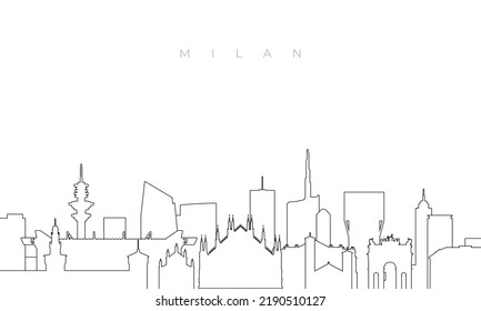 Outline Milan skyline. Trendy template with Milan buildings and landmarks in line style. Stock vector design. 