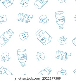 Ilustração de padrão sem empacotamento do vetor da vaca do leite do esboço para a impressão, papel de parede, decoração.