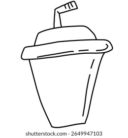 esboço de xícaras de milkshake com palhas, perfeito para alimentos e bebidas