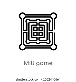 outline mill game vector icon. isolated black simple line element illustration from entertainment concept. editable vector stroke mill game icon on white background