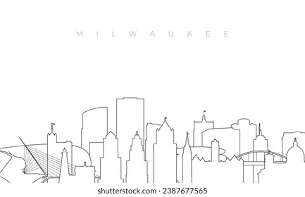 Outline Milwaukee skyline. Trendy template with Milwaukee buildings and landmarks in line style. Stock vector design. 