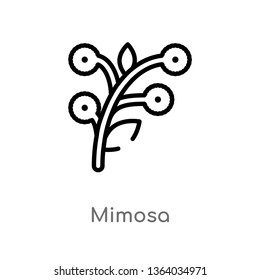 outline mimosa vector icon. isolated black simple line element illustration from nature concept. editable vector stroke mimosa icon on white background