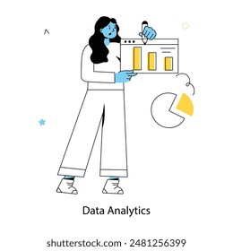 An outline mini illustration of data analytics