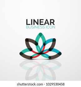 Outline minimal abstract geometric linear business icon made of round color line segments, elements. Vector illustration