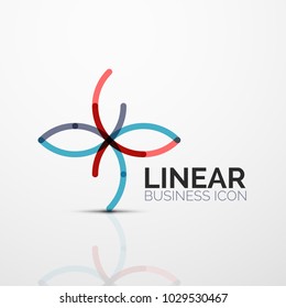 Outline minimal abstract geometric linear business icon made of round color line segments, elements. Vector illustration