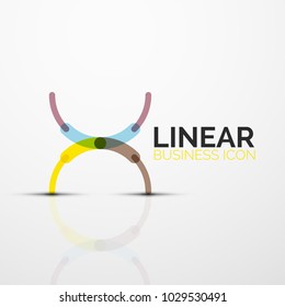 Outline minimal abstract geometric linear business icon made of round color line segments, elements. Vector illustration