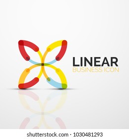 Esquema mínimo de icono de negocio geométrico lineal abstracto hecho de segmentos de línea de color redondeados, elementos. Ilustración del vector
