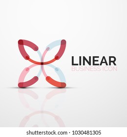 Outline minimal abstract geometric linear business icon made of round color line segments, elements. Vector illustration