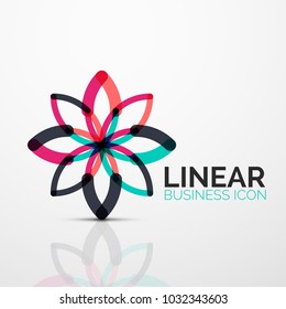 Outline minimal abstract geometric linear business icon made of round color line segments, elements. Vector illustration