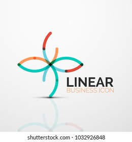 Outline minimal abstract geometric linear business icon made of round color line segments, elements. Vector illustration