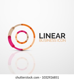 Outline minimal abstract geometric linear business icon made of round color line segments, elements. Vector illustration