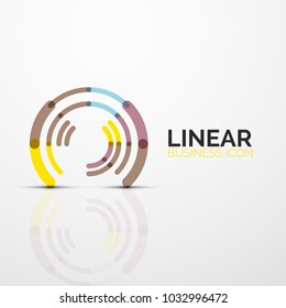 Esquema mínimo de icono de negocio geométrico lineal abstracto hecho de segmentos de línea de color redondeados, elementos. Ilustración del vector