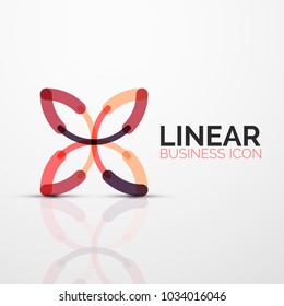 Esquema mínimo de icono de negocio geométrico lineal abstracto hecho de segmentos de línea de color redondeados, elementos. Ilustración del vector
