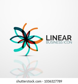 Esquema mínimo de icono de negocio geométrico lineal abstracto hecho de segmentos de línea de color redondeados, elementos. Ilustración del vector