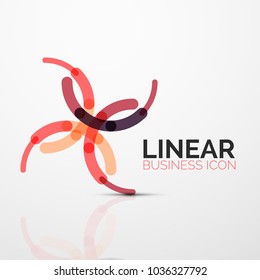Outline minimal abstract geometric linear business icon made of round color line segments, elements. Vector illustration