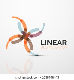 Outline minimal abstract geometric linear business icon made of round color line segments, elements. Vector illustration