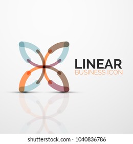 Outline minimal abstract geometric linear business icon made of round color line segments, elements. Vector illustration