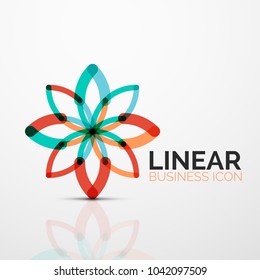 Esquema mínimo de icono de negocio geométrico lineal abstracto hecho de segmentos de línea de color redondeados, elementos. Ilustración del vector
