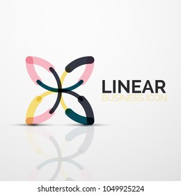 Outline minimal abstract geometric linear business icon made of round color line segments, elements. Vector illustration