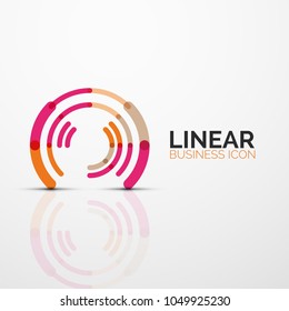 Esquema mínimo de icono de negocio geométrico lineal abstracto hecho de segmentos de línea de color redondeados, elementos. Ilustración del vector