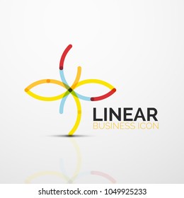 Umriss eines abstrakten, geometrischen linearen Geschäftsbildes aus runden Farbliniensegmenten, Elementen. Vektorgrafik
