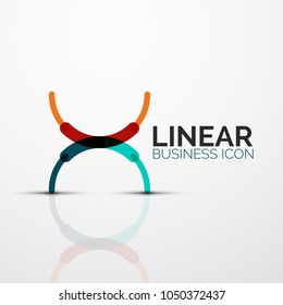 Esquema mínimo de icono de negocio geométrico lineal abstracto hecho de segmentos de línea de color redondeados, elementos. Ilustración del vector